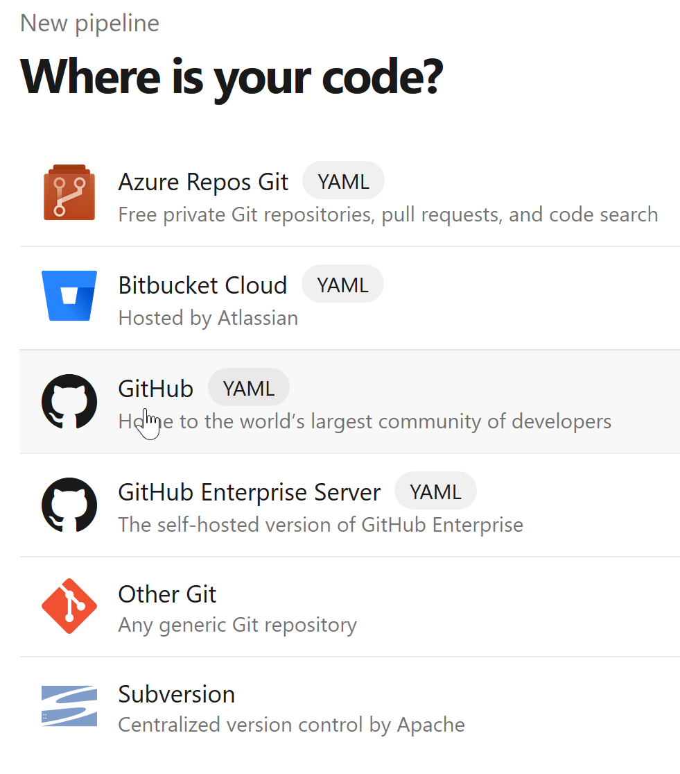 Choosing GitHub as code location