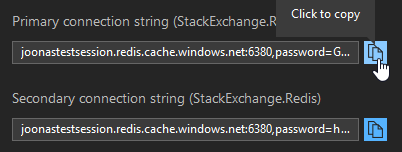 Copying the connection string